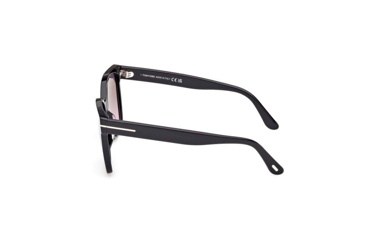 Tom Ford Iris Sunglasses FT 1312 01B 56mm Shiny Black / Fumo Gradient Lens