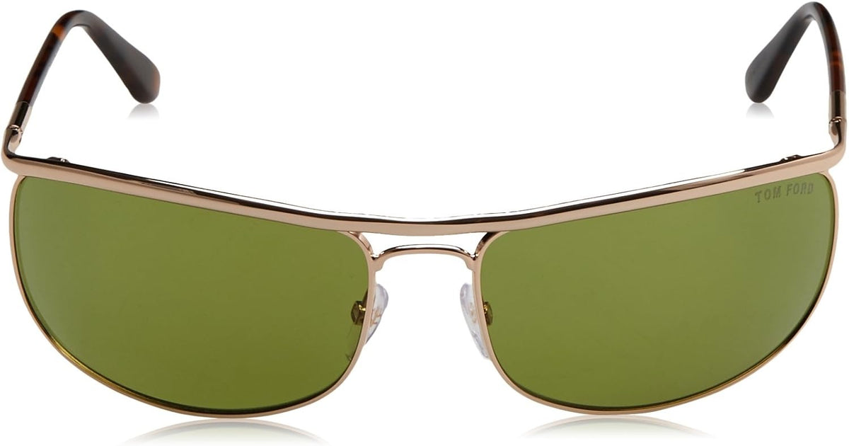 Tom Ford RYDER FT418 28N Sunglasses 68mm Rose Gold Havana / Green Solid Lens