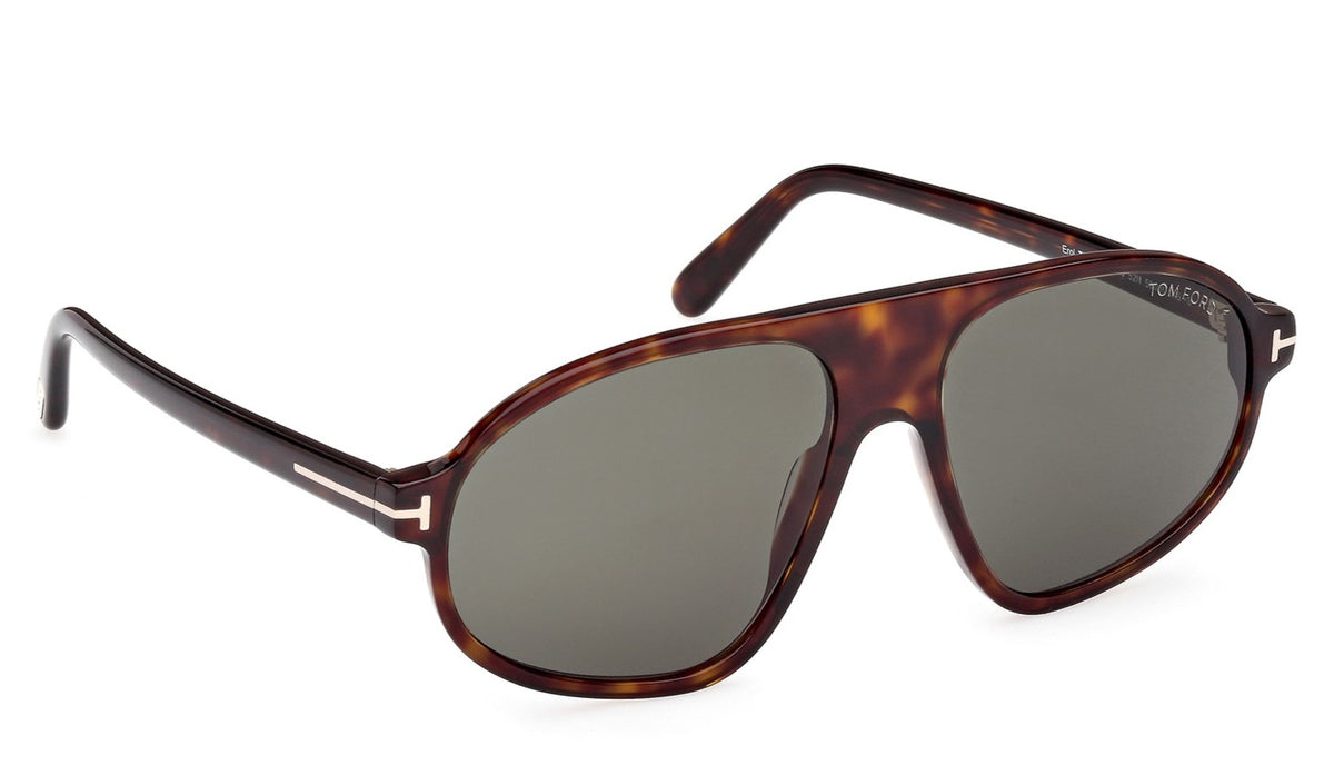 Tom Ford Erol FT1178 52N Pilot Sunglasses 58mm Havana / Green Lens