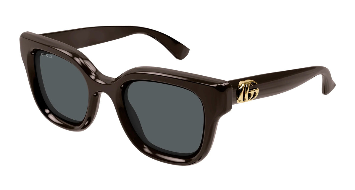 Gucci Sunglasses GG1828S 004 49mm Shiny Solid Brown / Grey Lens