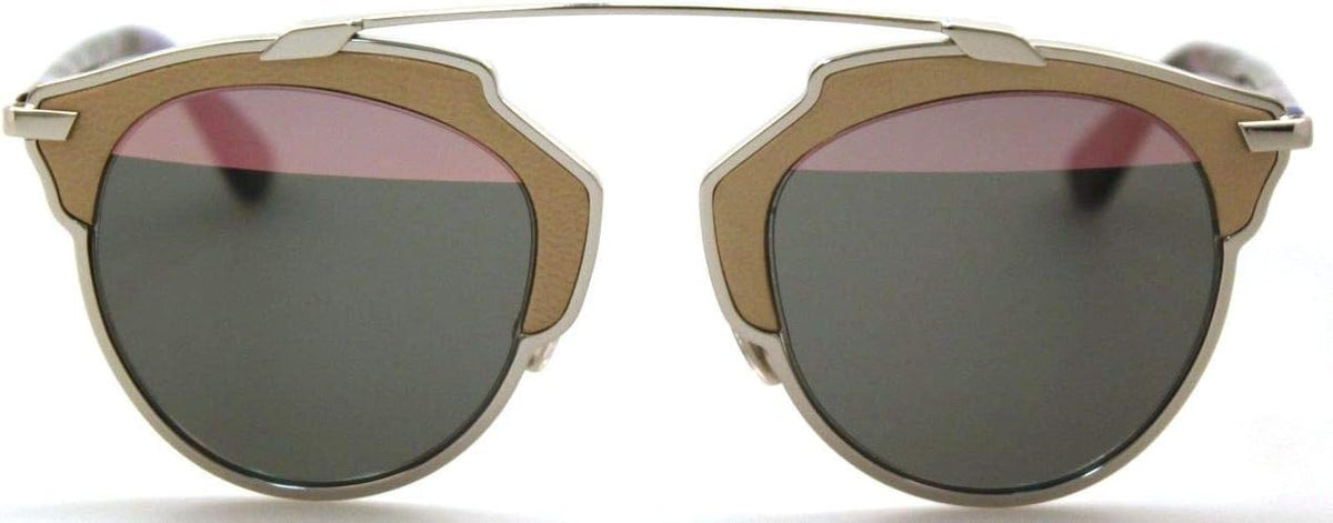 Dior DIORSOREAL PZRZJ Sunglasses Palladium Beige Leather / Pink Grey Mirror Lens