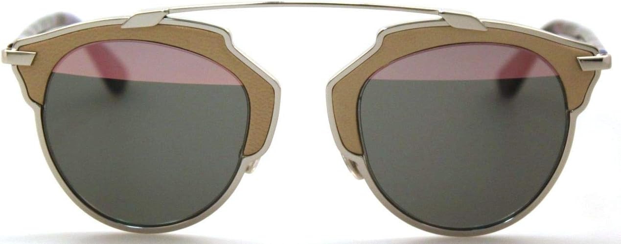Dior DIORSOREAL PZRZJ Sunglasses Palladium Beige Leather / Pink Grey Mirror Lens