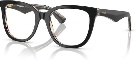 Burberry BE2415 4121 Eyeglasses 53mm Black on Vintage Check / Clear Demo Lens