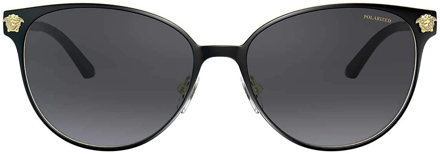 Versace VE2168 1377/T3 Sunglasses Black/Pale Gold / Polarized Grey Gradient Lens