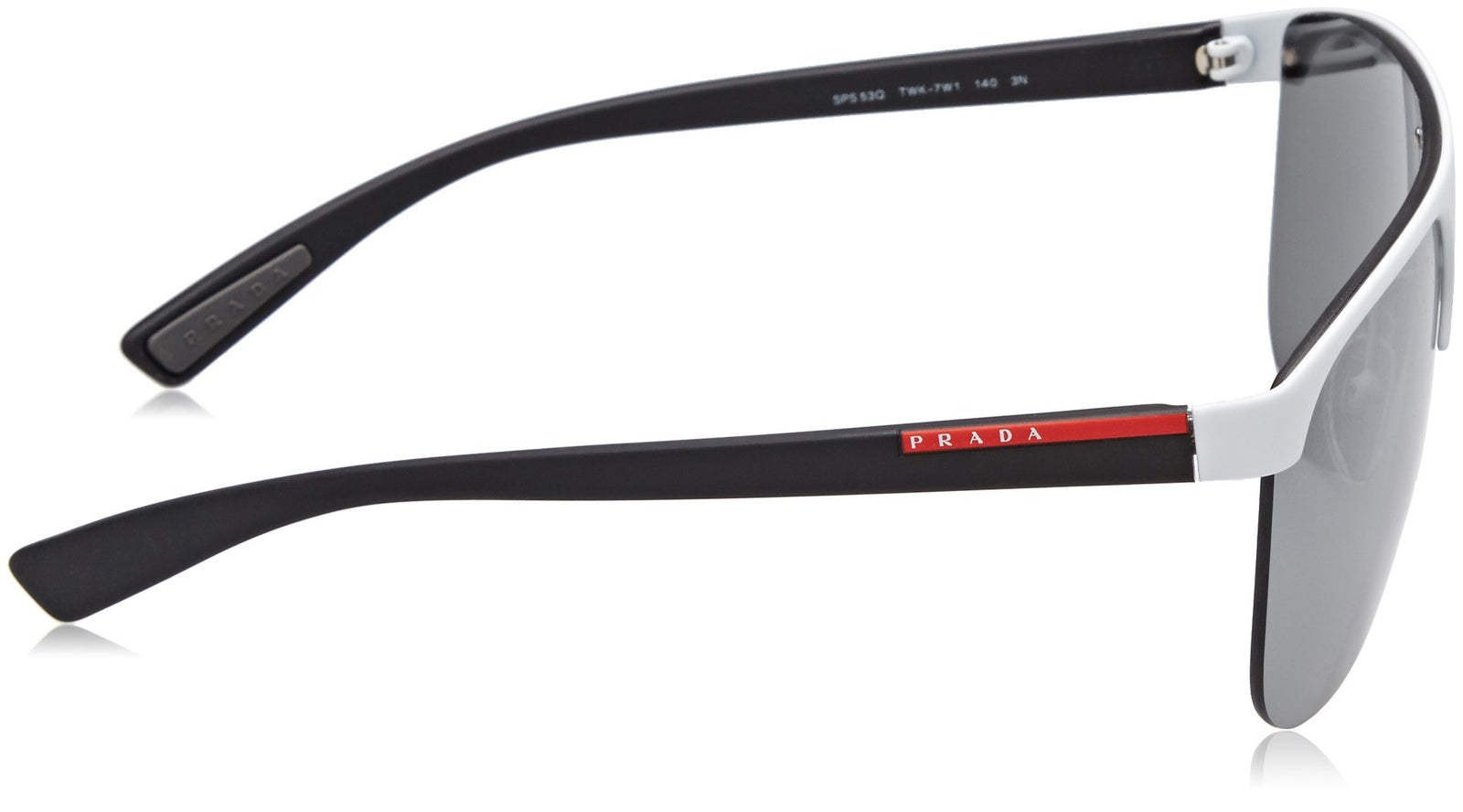 Prada Sport Sunglasses PS53QS TWK7W1 34mm Matte Black White / Silver Mirror Lens