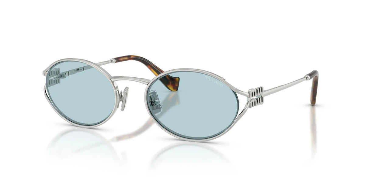 Miu Miu MU52YS 1BC20R Sunglasses 54mm Silver / Light Blue Lens