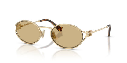 Miu Miu MU 52YS ZVN10R Oval Sunglasses 54mm Pale Gold / Yellow Lens