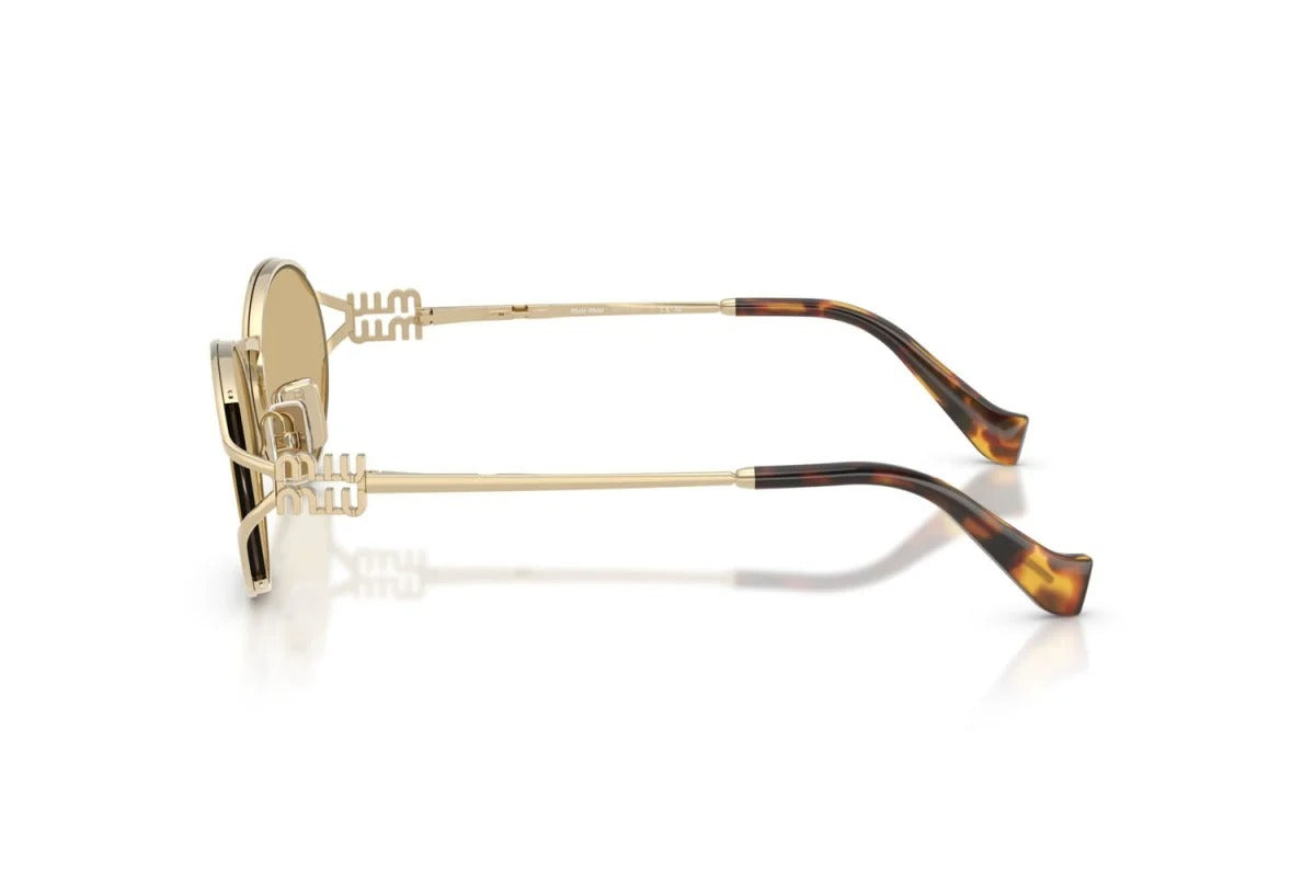 Miu Miu MU 52YS ZVN10R Oval Sunglasses 54mm Pale Gold / Yellow Lens