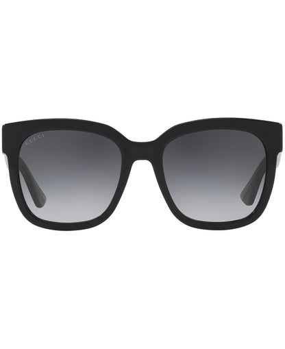 Gucci GG0034/S 002 Sunglasses 54mm Black-Green-Red / Grey Gradient Lens