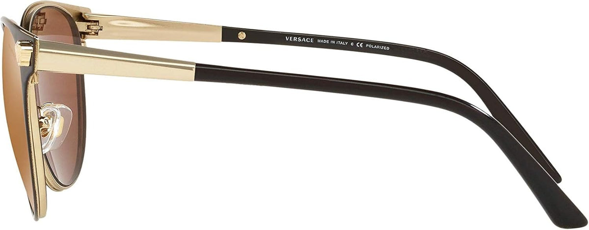 Versace Sunglasses VE2168 13772T 57mm Matte Black Gold / Brown Mirror Polarized