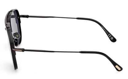 Tom Ford Leon FT1071S 01A Sunglasses 62mm Shiny Black / Smoke Lens