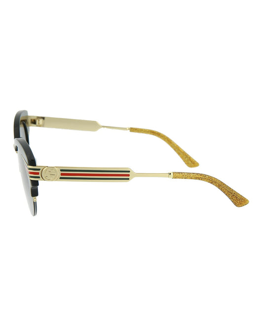 Gucci Sunglasses GG0283S 001 53mm Black Gold / Grey Gradient Lens