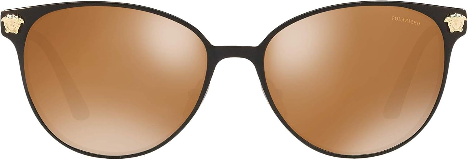Versace Sunglasses VE2168 13772T 57mm Matte Black Gold / Brown Mirror Polarized