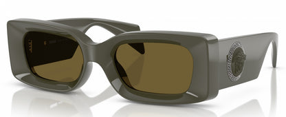 Versace VE4474U 549173 Rectangle Sunglasses 52mm Dark Olive / Brown Lens