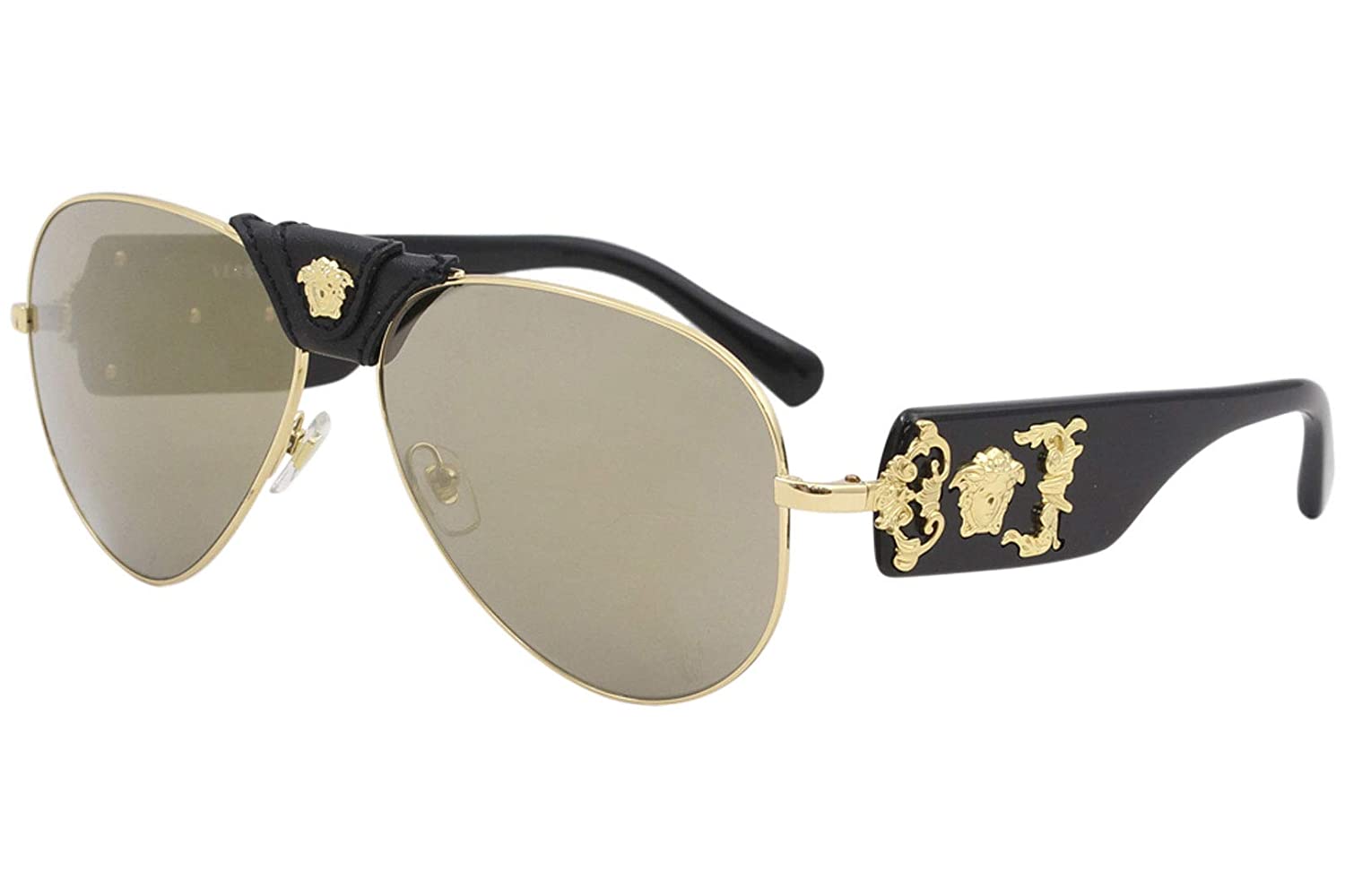 VERSACE Sunglasses VE2150Q 1002/5A Gold-Black / Brown Mirror Gold Lens