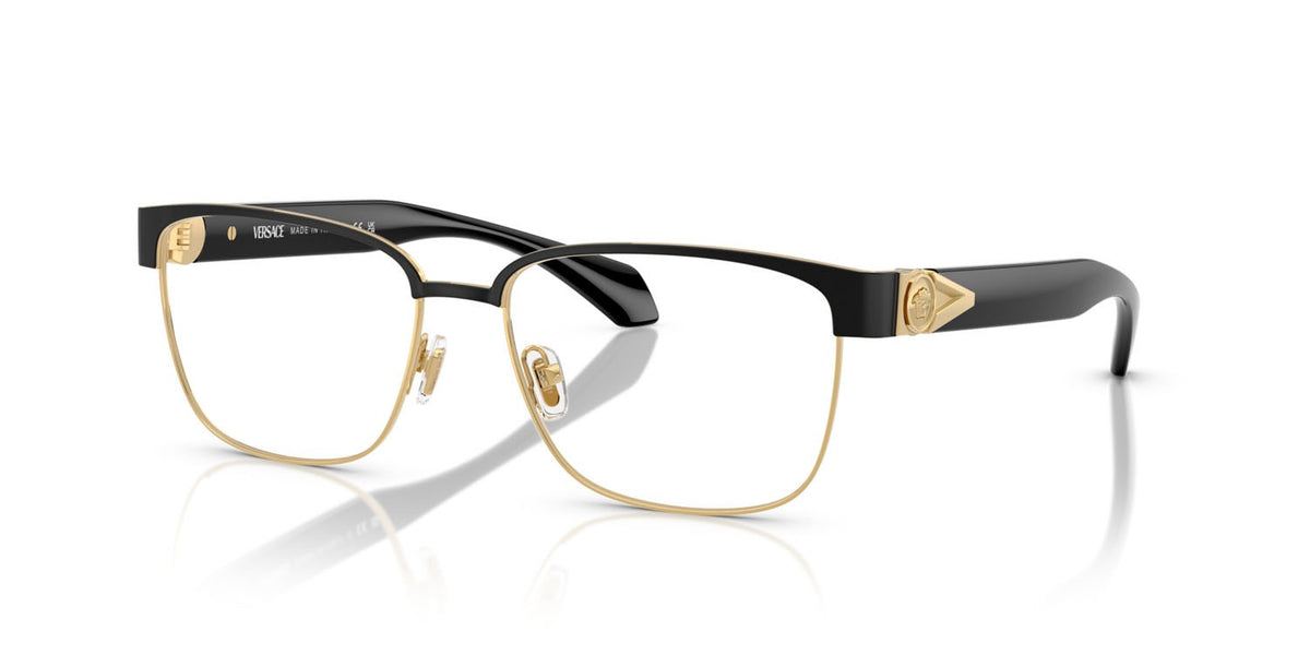 Versace VE1306 1436 Eyeglasses 55mm Matte Black-Gold / Clear Demo Lens