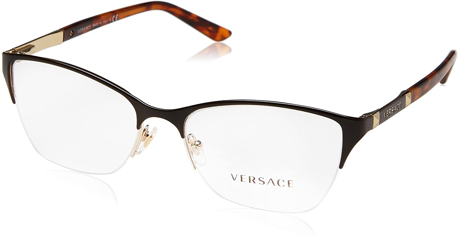 Versace Eyeglasses VE1218 1344 53mm Brown Pale Gold / Demo Lens