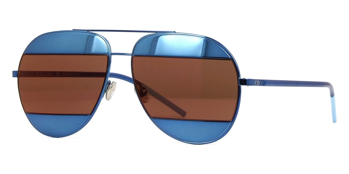 Dior DIORSPLIT1 Y4ERD 59mm Sunglasses Blue / Brown-Blue Mirror Lens