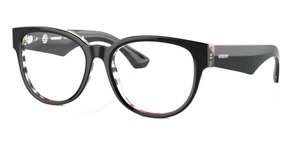 Burberry BE2410 4121 Eyeglasses 53mm Black on Vintage Check / Clear Demo Lens