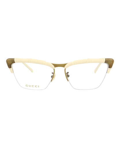 Gucci Eyeglasses GG0660O-002 Ivory Antique Gold / Demo Lens