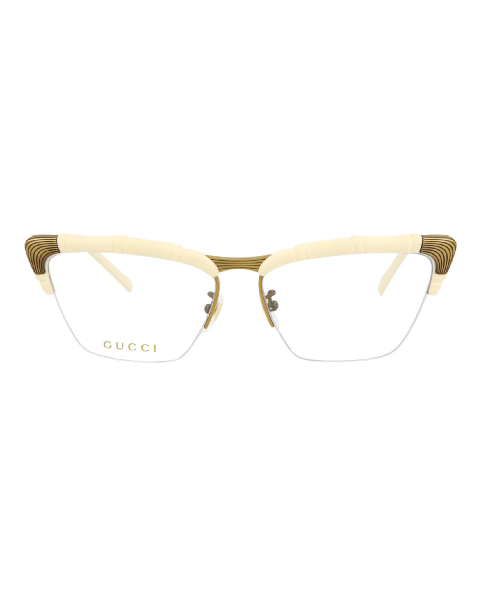 Gucci Eyeglasses GG0660O-002 Ivory Antique Gold / Demo Lens