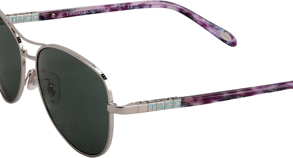 Tiffany &amp; Co Sunglasses TF3041 60523H 57mm Purple Print / Grey Green Lens