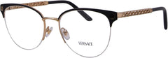 Versace VE1297 1516 Oval Eyeglasses 53mm Gold-Black / Clear Demo Lens
