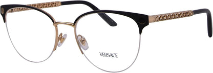 Versace VE1297 1516 Oval Eyeglasses 53mm Gold-Black / Clear Demo Lens