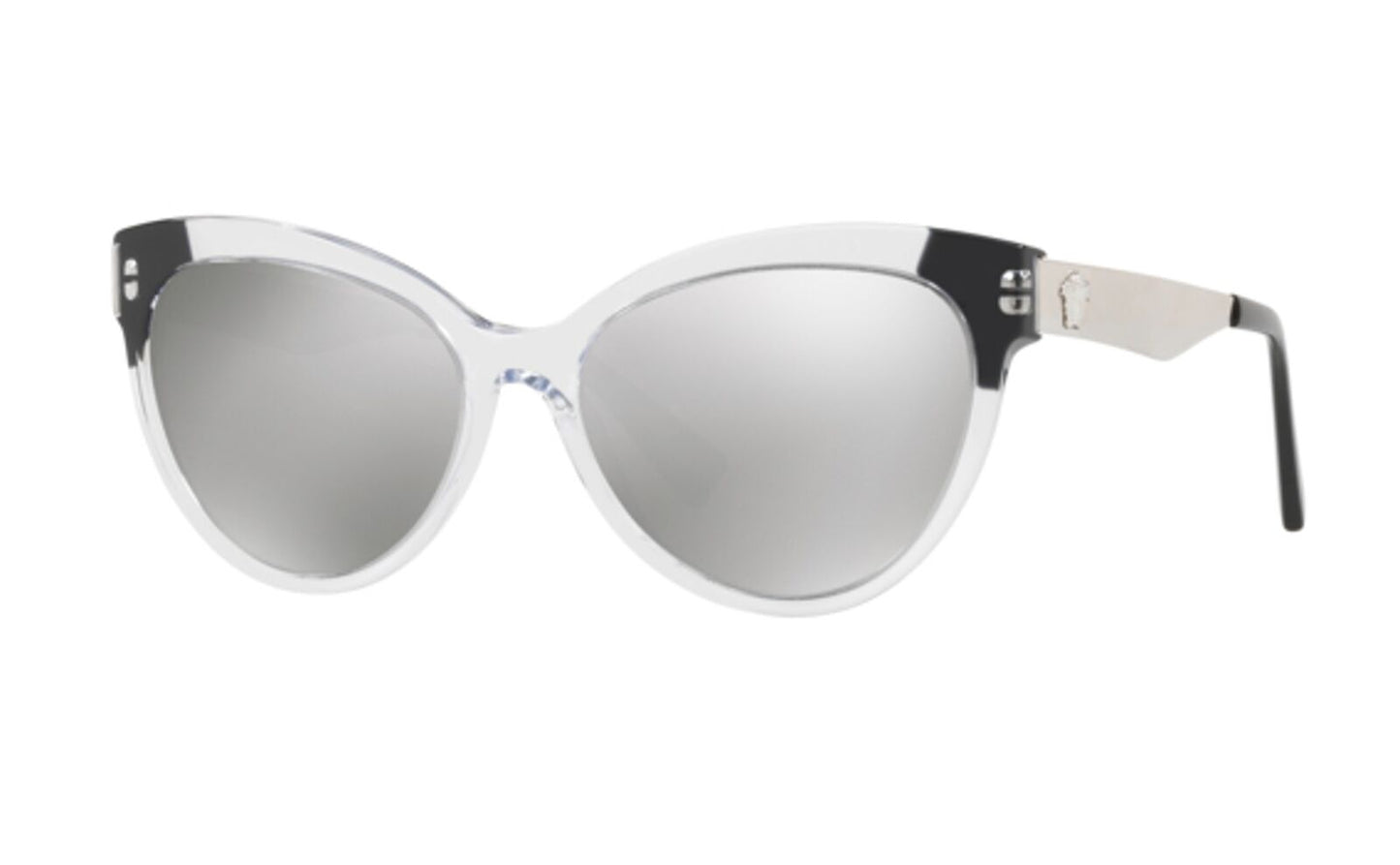 Versace Sunglasses VE4338-5243/6G 57mm Crystal-Black / Light Grey Mirror Silver