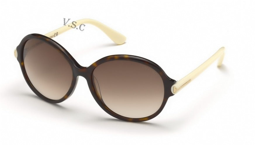 Tom Ford Milena Sunglasses TF343 56F 59mm Havana Ivory / Brown Gradient Lens