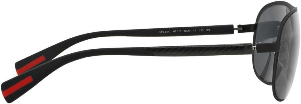 Prada Sport PS56OS DG01A1 Aviator Sunglasses 62mm Black Rubber / Dark Grey Lens