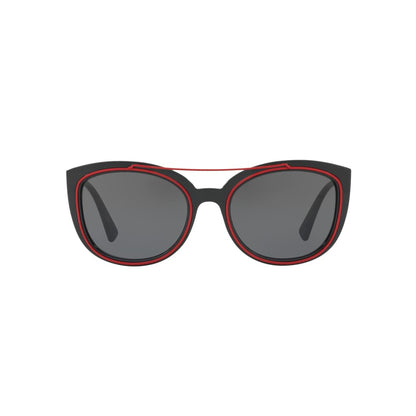 Versace VE4336-5255/87 56mm Cat Eye Sunglasses Black-Red / Grey Lens