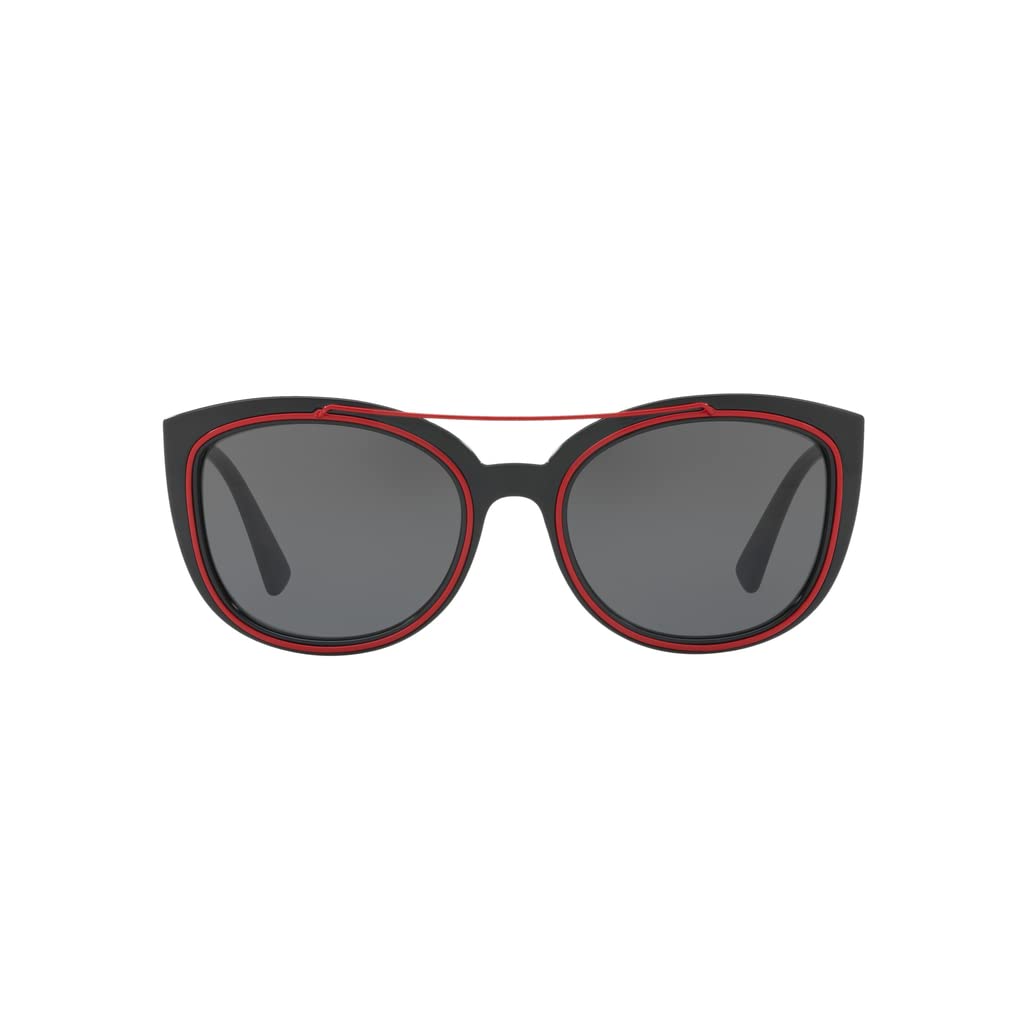 Versace VE4336-5255/87 56mm Cat Eye Sunglasses Black-Red / Grey Lens