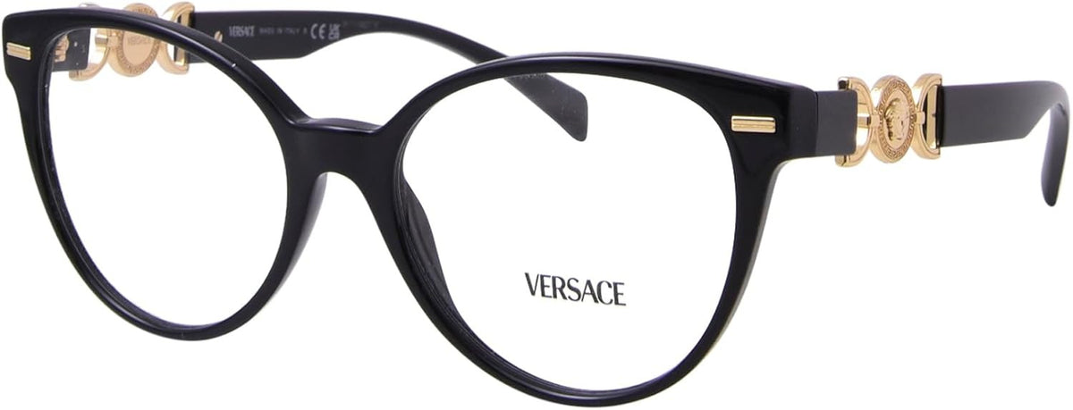 Versace VE3334 GB1 Round Eyeglasses 55mm Black / Clear Demo Lens