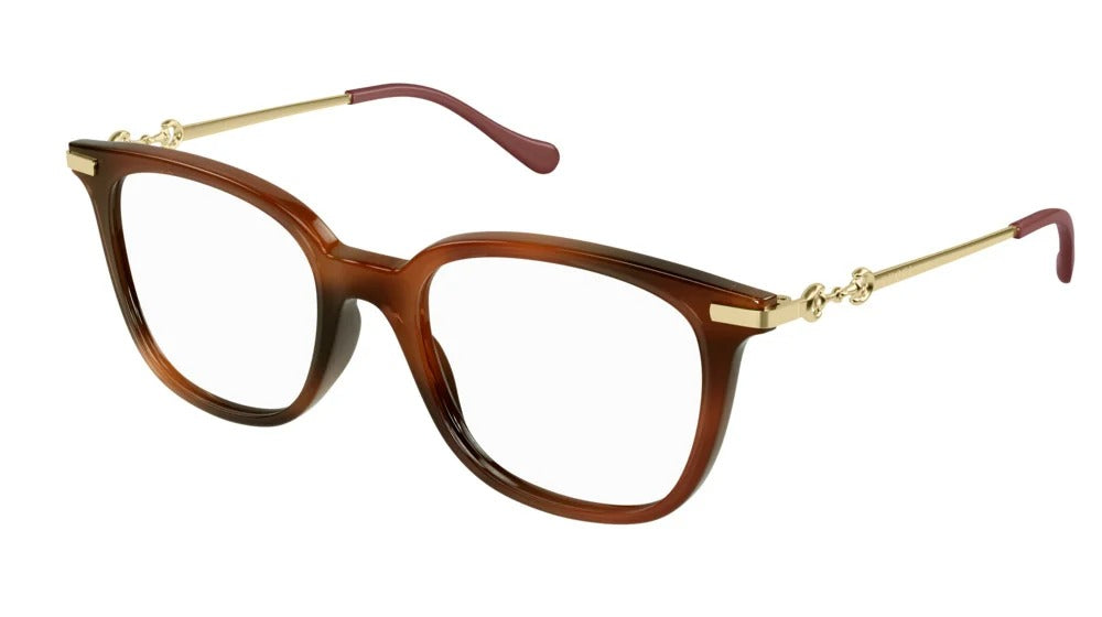Gucci GG0968O 002 Eyeglasses 50mm Havana Gold / Clear Demo Lens