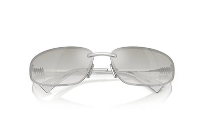 Miu Miu MU A50S 1BC8H1 Oval Sunglasses Silver / Clear Silver Gradient Lens