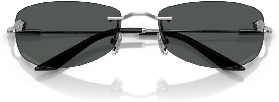 Versace VE2279 100087 Rectangle Sunglasses 60mm Silver / Dark Grey Lens