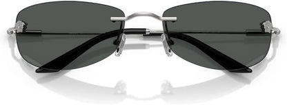 Versace VE2279 100087 Rectangle Sunglasses 60mm Silver / Dark Grey Lens