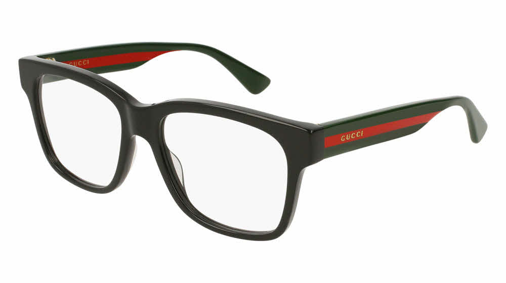 Gucci GG0342OA 001 Eyeglasses 54mm Black-Green / Clear Demo Lens