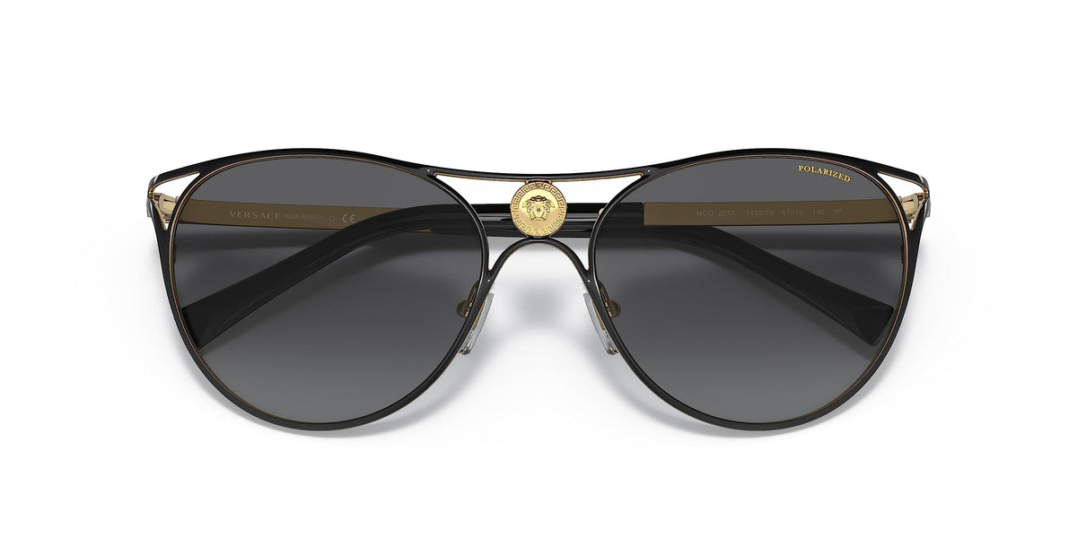 Versace Sunglasses VE2237 1433T3 57mm Black Gold / Dark Grey Polarized Lens