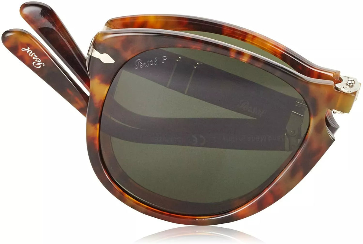Persol Folding Sunglasses PO714 108-58 54mm Havana / Polarized Green Lens