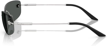 Versace VE2279 100087 Rectangle Sunglasses 60mm Silver / Dark Grey Lens