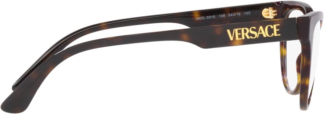 Versace Eyeglasses VE3315 108 52mm Havana / Demo Lens
