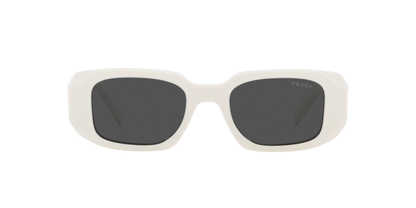 ?  Prada PR17WS 1425S0 Sunglasses Ivory White Dark Gray Rectangle Unisex Prada PR 17WS Symbole 1425S0 Rectangle Talc White Sunglasses  main image 4
