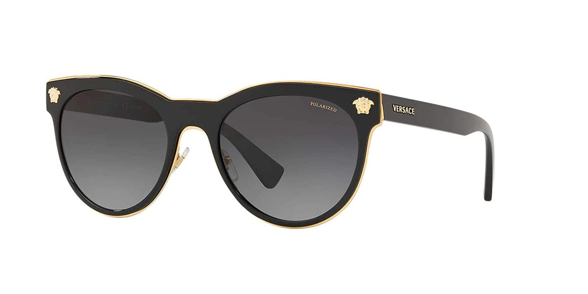 Versace Medusa Charm Sunglasses VE2198 1002T3 Black / Polarized Grey Gradient