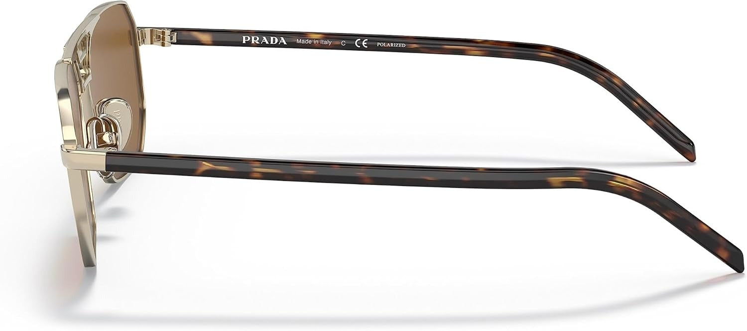 Prada Sunglasses PR58YS ZVN5Y1 57mm Pale Gold / Polarized Brown Lens