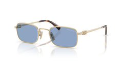 Miu Miu MU A53S ZVN60O Rectangle Sunglasses 49mm Pale Gold / Blue Lens