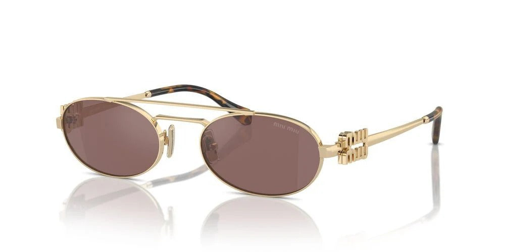Miu Miu Sunglasses MU 54ZS ZVN 70D 53mm Pale Gold / Brown Silver Lens