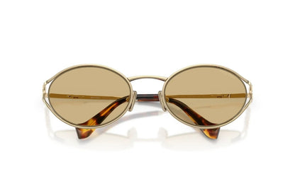 Miu Miu MU 52YS ZVN10R Oval Sunglasses 54mm Pale Gold / Yellow Lens