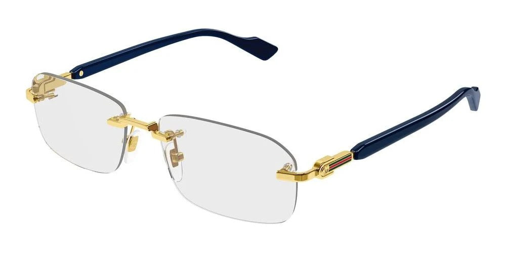 Gucci GG1221O 004 Eyeglasses 56mm Gold-Blue / Demo Lens
